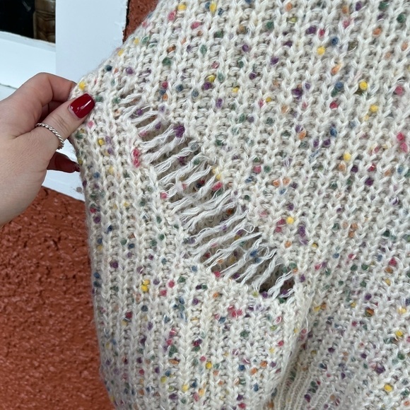 POL Chunky Knit Distressed Artsy Confetti Pullover Sweater Size L - Picture 3 of 10